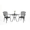 SKRAN 25'' Set of 3 Bistro Set Table and Chairs,Outdoor Patio Set,Rust Proof Cast Aluminum Bistro Set for Outdoor, Garden, Patio, backyard Black - 2 of 4