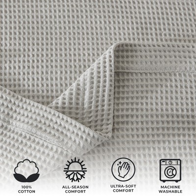Full Light Grey Cotton Waffle Weave Bed Blanket
