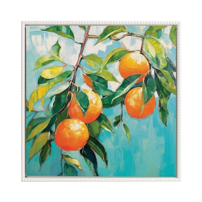 Sylvie Beaded Orange Tree Framed Canvas Art, 22" x 22", White