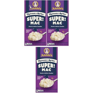 Annie's 3 Pack/6oz Each Organic Super Mac Shells & White Cheddar Mac and Cheese - 1 of 3