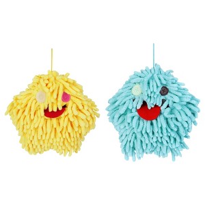REGALWOVEN Soft Absorbent Chenille Decorative Hanging Ball Hand Towels 2 Pcs - 1 of 4