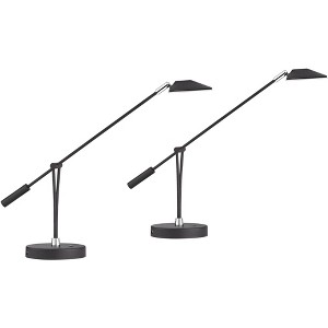 360 Lighting Arnie 20" High Small Modern Desk Lamps Set of 2 USB Port Adjustable LED Satin Black Metal Home Office Living Room Charging Bedroom - 1 of 4