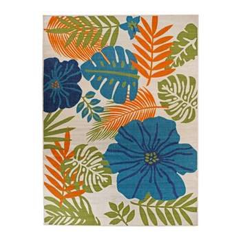 World Rug Gallery Tropical Floral Leaves Indoor/Outdoor Area Rug
