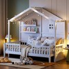 Twin Size House Bed with Shelves, Window and Sparkling Light Strip - 3 of 4