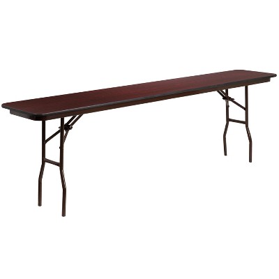 Emma and Oliver 8-Foot Mahogany Melamine Laminate Folding Training/Seminar Table - Event Table