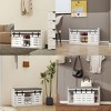 GlasFlength Decorative Storage Cabinet Shoe Storage Bench with Sliding Doors, Free Standing Home Organizer, for Entryway, White, 35.43"*13.77"*19.68" - 2 of 4