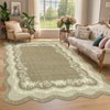 Washable Scalloped Living Room Rugs, Modern Floral Print Area Rug for Bedroom Dining Room, Non Slip Home Decor Carpet - 2 of 4