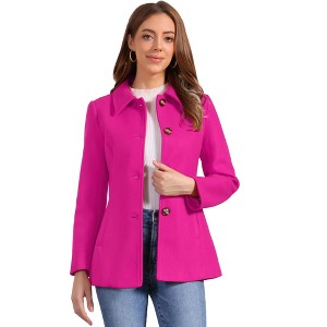 INSPIRE CHIC Women's Work Office Winter Overcoat Single Breasted Point Collar Pea Coat - 1 of 4