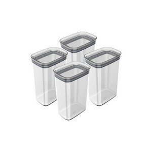 OU Airtight Food Storage Container 8pc (set of 4) BPA Free Clear Plastic Storage Container with Leak Proof Lid, Stackable Kitchen Pantry Organizer - 1 of 2