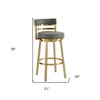 HomeRoots 26" Gray and Gold Faux Leather and Stainless Steel Low Back Counter Height Swivel Bar Chair - 3 of 4
