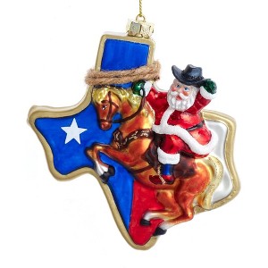 Kurt Adler Glass Ornament for Christmas Tree, Texas Santa - 1 of 1
