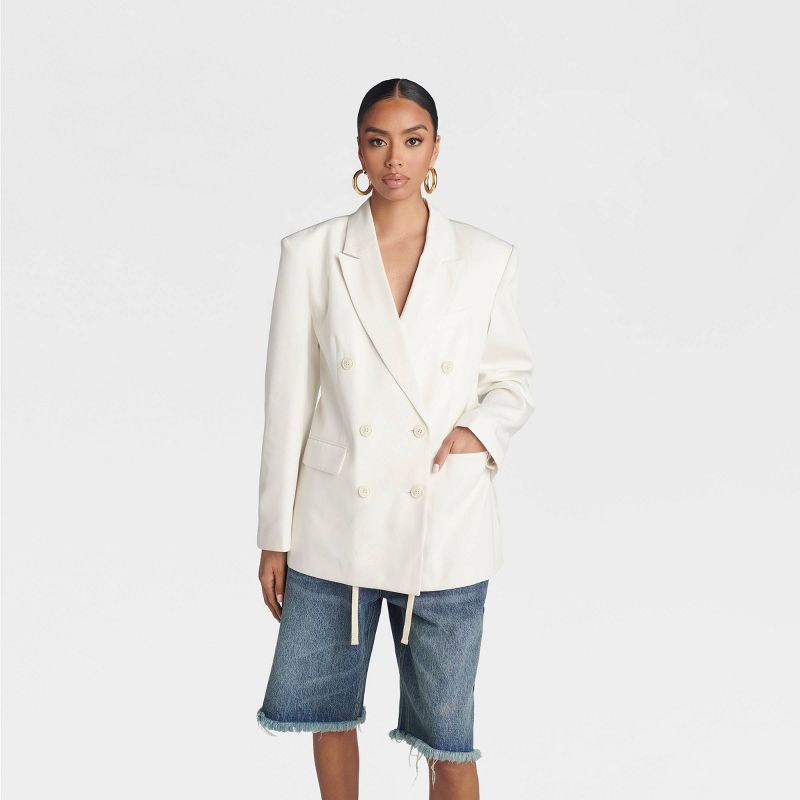 KBB by KAHLANA Women's 'The Chiffon Back Blazer' - Cream XXS