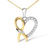 Haus of Brilliance 10K Yellow Gold Plated Silver 1/5 Cttw Diamond Ribbon Heart Pendant Necklace - 2 of 4