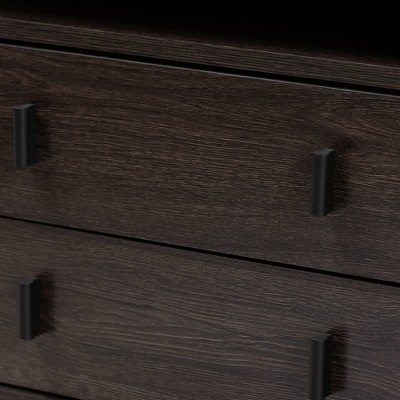 Glover Dark Brown Wood and Metal 2-Drawer Nightstand