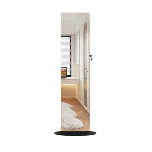 GlasFlength Full Length Mirrors Mirror Cabinet Jewelry Storage Armoire Lockable Free Standing Mirror 360° Swivel for Room, Black, 21.6"*21.6"*62.3" - 1 of 4