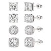 925 Sterling Silver Earrings for Women - 4 Pairs of Earrings with Zirconia Round and Square, Hypoallergenic Needle for Sensitive Ears - 2 of 4