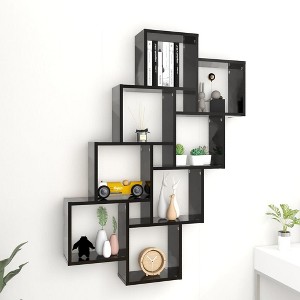 vidaXL Wall Cube Shelf Black 35.4 in.x5.9 in.x46.9 in. Engineered Wood - 1 of 4