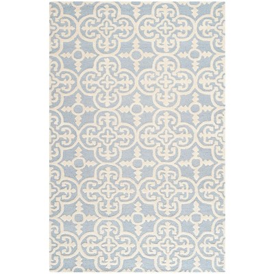 Light Blue and Ivory Hand-Tufted Wool Area Rug