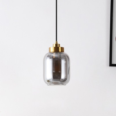 Ethyx 6" Gold and Smoke Grey Glass Pendant Light