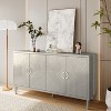 ORRD Champagne 4-Door Storage Cabinet with Pine Legs, Modern MDF Cabinet for Living Room, Bedroom & Kitchen Storage - 2 of 4