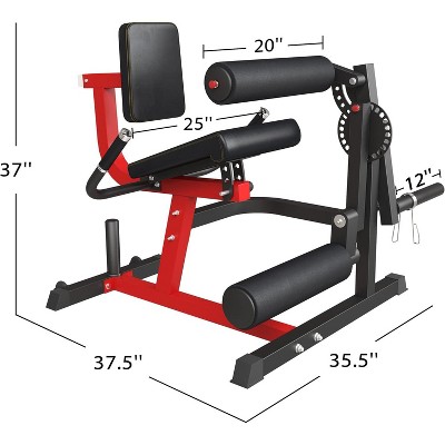 ER KANG Leg Extension and Curl Machine, Adjustable Leg Exercise Bench with Plate Loaded,Lower Body Workouts for Home