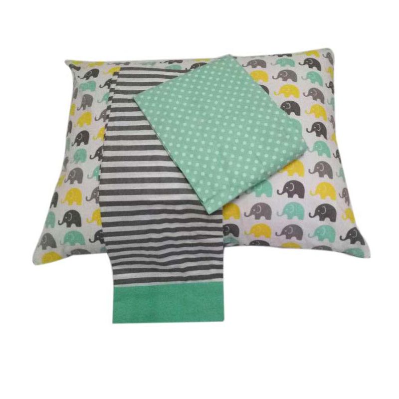 Bacati - Elephants Mint Yellow Gray 3 pc Toddler Bed Sheet Set, 2 of 8