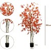2Pcs Autumn Decoration,Artificial Maple Tree 180CM Artificial Trees Outdoor Indoor,Fake Tree with Planter Pot,Golden Plants for Home Garden - 3 of 4