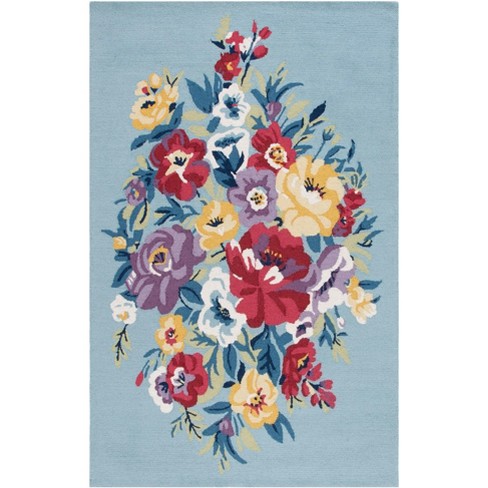 Chelsea Hk150a Hand Hooked Area Rug - Ivory/blue - 4' Round - Safavieh. :  Target