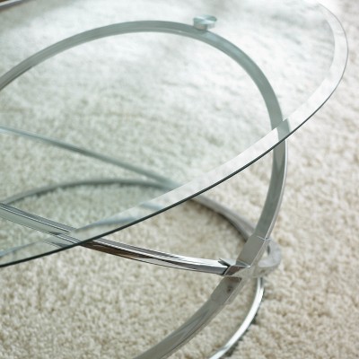 Orion 3-Piece Oval Glass and Chrome Occasional Table Set