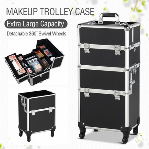 Yaheetech Rolling Makeup Train Case Professional Aluminum Cosmetic Case,  Gold : Target