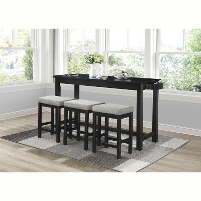 NicBex Round Dining Table Set for 3 Counter Height Dining Set with Drawer Built-in USB Ports Outlets and 3 Stools for Kitchen