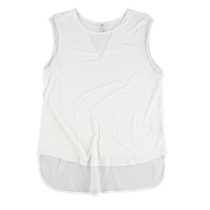 bar III Womens Mesh-Inset Embellished T-Shirt - 1 of 2