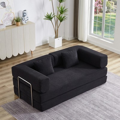 Whisen Convertible Sleeper Sofa with Corduroy Mattress and Pillow
