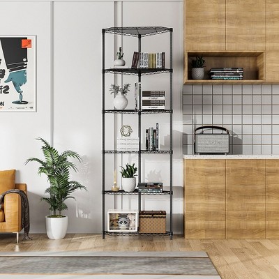 6 Tier Shelf Corner Wire Shelf Rack Pentagonal Shelves Adjustable Metal Heavy Duty Free Standing Corner Storage Display Chrome Rack