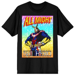 All Might Trading Card My Hero Academia Mens Black Graphic Tee - 1 of 3