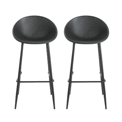 Christopher Knight Home 2pc Doris Outdoor Polypropelene Plastic Gable Barstool