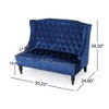 Velvet Modern Glam Wingback Loveseat Sofa with Button Tufted Diamond Stitch and Turned Legs for Living Room - 4 of 4