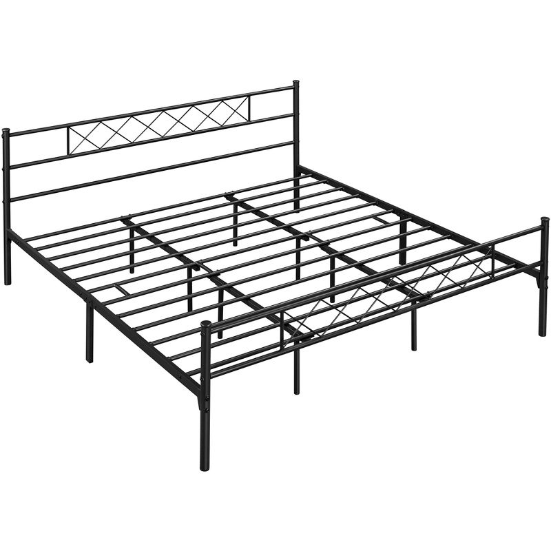 Yaheetech Simple Metal Bed Frame with Headboard&Footboard Slatted Bed Base, 1 of 8