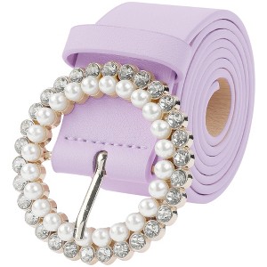 INSPIRE CHIC Women's Rhinestones Pearl Buckle Fashion Sweet Belts - 1 of 4