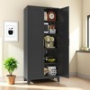 Okak Tall Cabinet, Storage Cabinet with 2 Doors and 5 Shelves, Kitchen Cabinet for Living Room, Bedroom and Office, Black - 4 of 4