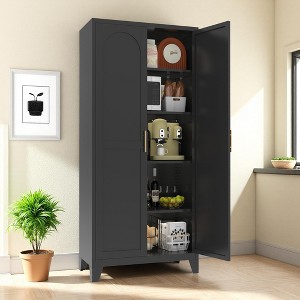 Vynxaria Decorative Storage Drawers: Sleek Black Metal Cabinet with Adjustable Shelves - 1 of 3