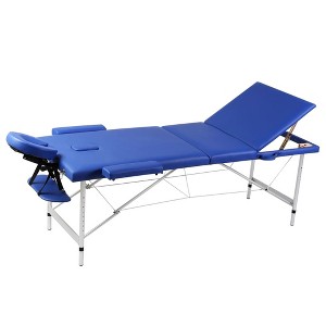 Blue Foldable Massage Table 3 Zones with Aluminum Frame - 1 of 4