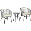 Resenkos 3 Pieces Patio Bistro Set, Two Hand-Woven PE Wicker Chairs And A Glass Bistro Table, Cream White - 2 of 4