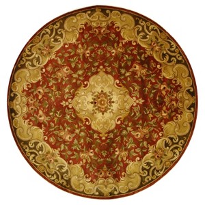 Rust/Green Abstract Tufted Round Area Rug - (8