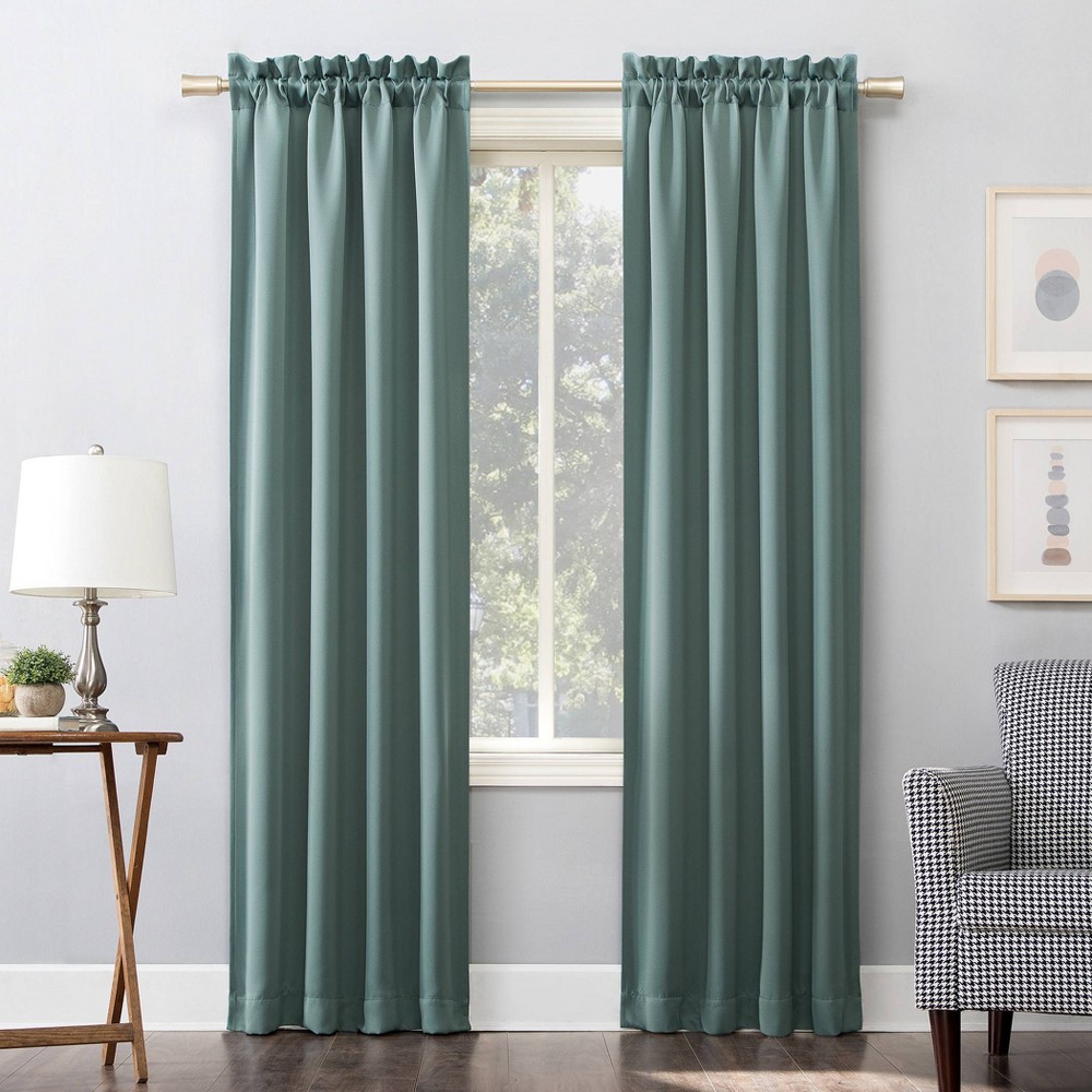 40"x63" Sun Zero Blackout Kenneth Energy Saving Rod Pocket Curtain Panel Blue: Modern Polyester Indoor Drapery