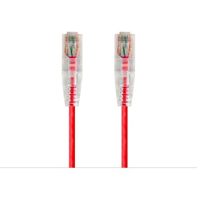 Monoprice Cat6 Ethernet Patch Cable - 25 feet - Red | Snagless RJ45 Stranded 550MHz UTP CMR Riser Rated Pure Bare Copper Wire 28AWG - SlimRun Series