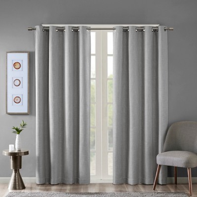 Stylish Polyester Printed Heathered Window Panel,Textured Blackout Curtain fits Modern Room Decor for All Season, Grey, 50x54"