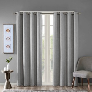 Stylish Polyester Printed Heathered Window Panel,Textured Blackout Curtain fits Modern Room Decor for All Season, Grey, 50x54" - 1 of 4