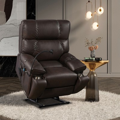 Fabric Power Lift Recliner Chair with 2 Motors, Massage, Heat and USB Ports