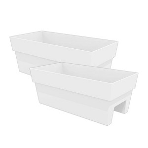 Bloem  24" Finley Rectangle Deck Rail Planter,Fits Rail Sizes between 3" - 6" Wide, 2 Pack - 1 of 1